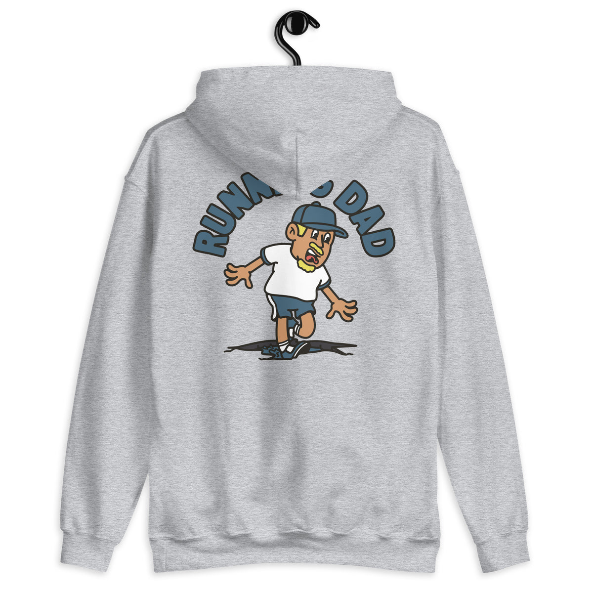 Running Blond Hair Tan Skin Tone No-Glasses Moustache & Chin Beard Dad Hoodie