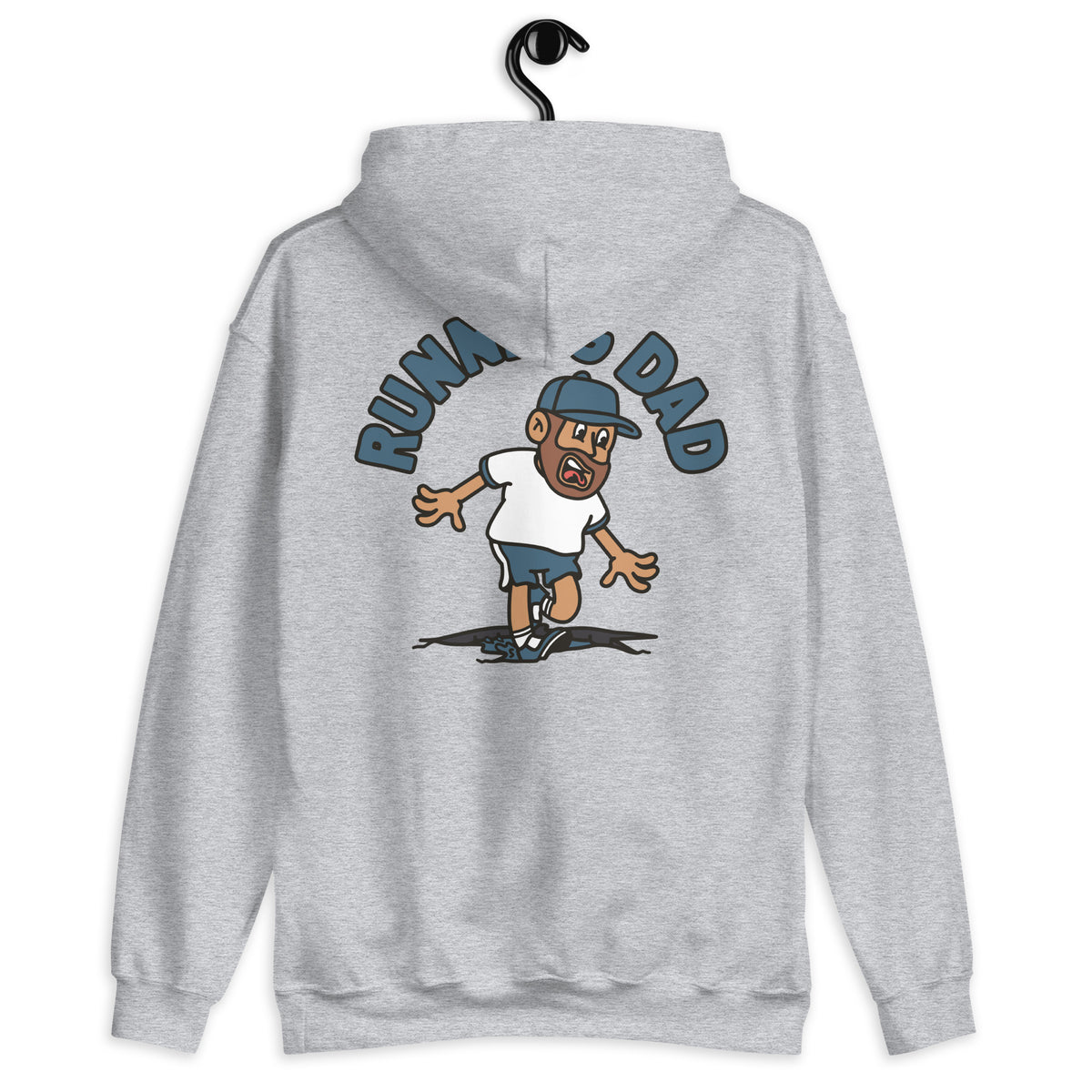 Running Brown Hair Tan Skin Tone No-Glasses Beard Dad Hoodie