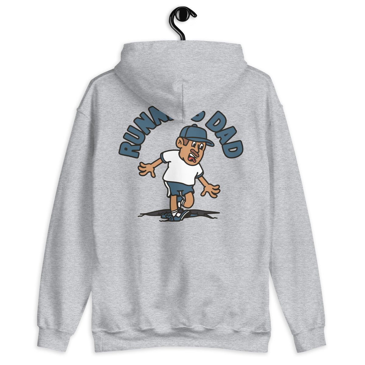 Running Brown Hair Tan Skin Tone No-Glasses Moustache Dad Hoodie