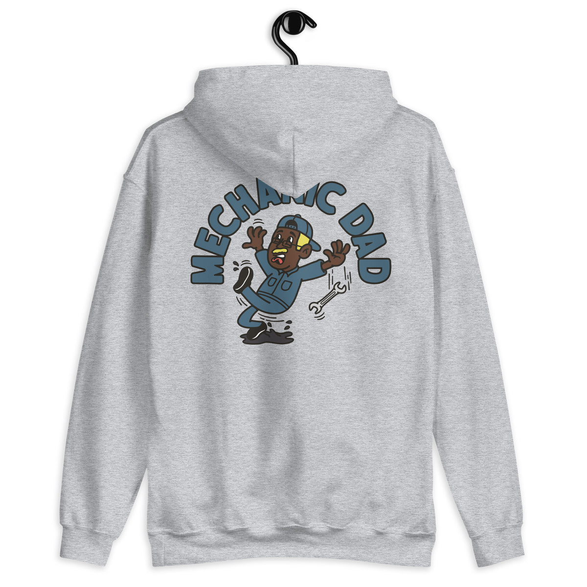 Mechanic Blond Hair Dark Skin Tone Glasses Moustache Dad Hoodie