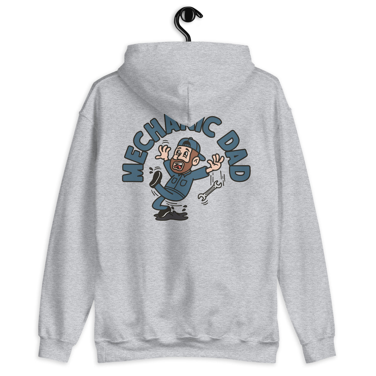 Mechanic Brown Hair Light Skin Tone No-Glasses Beard Dad Hoodie