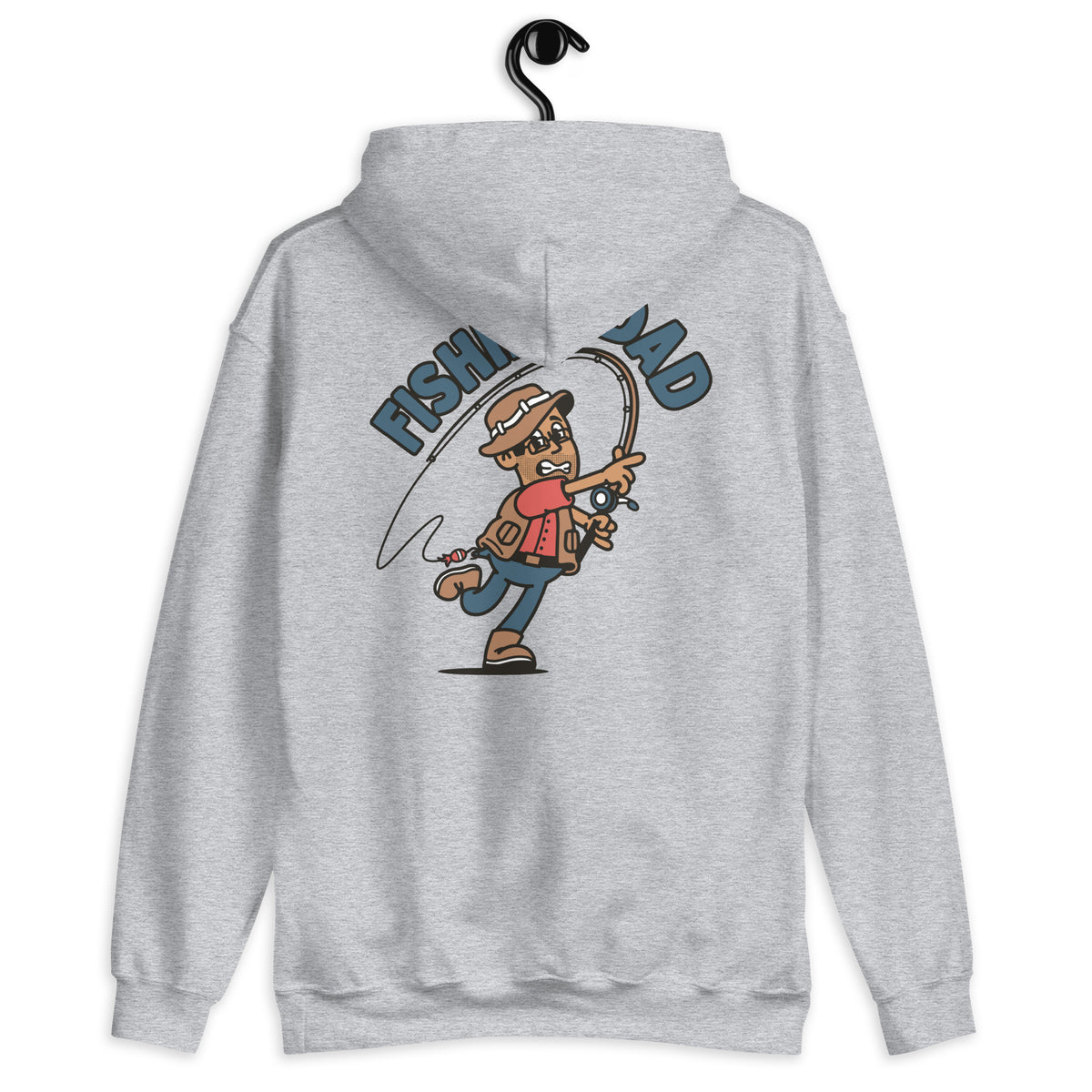 Fishing Black Hair Tan Skin Tone Glasses Stubble Dad Hoodie