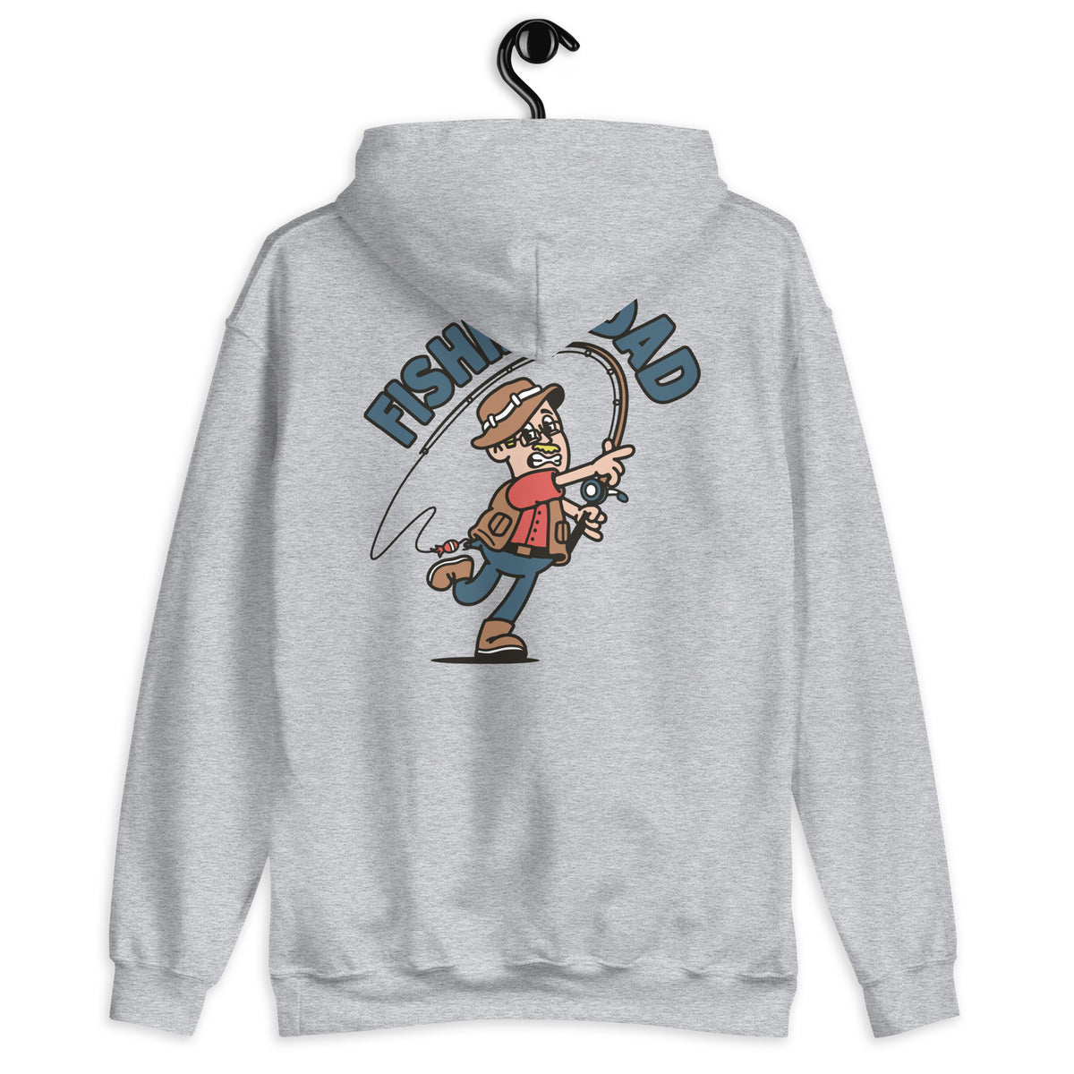 Fishing Blond Hair Light Skin Tone Glasses Moustache Dad Hoodie