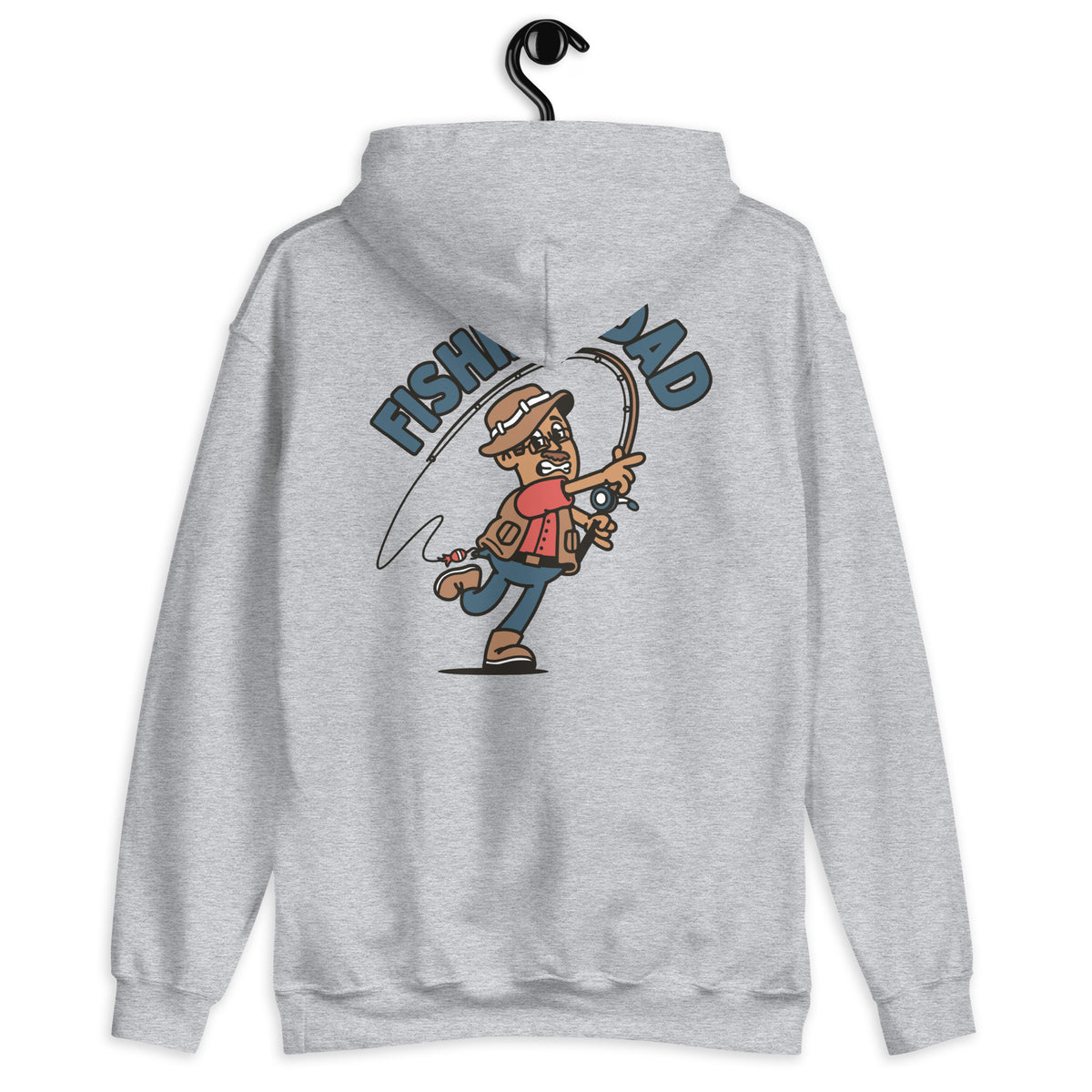 Fishing Brown Hair Tan Skin Tone Glasses Moustache Dad Hoodie