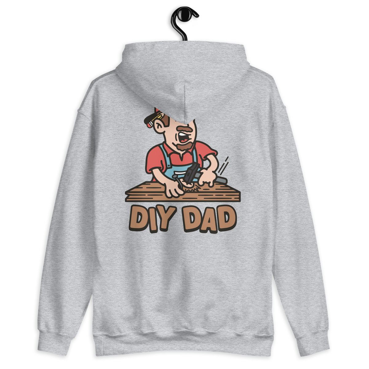 DIY Brown Hair Light Skin Tone No-Glasses Moustache & Chin Beard Dad Hoodie