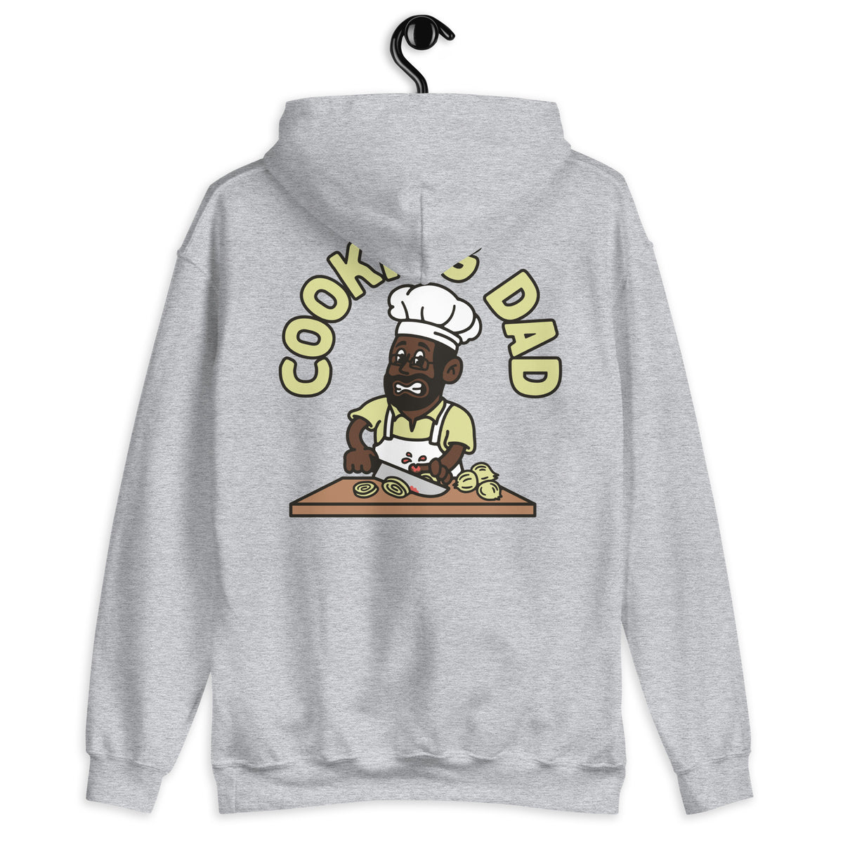 Cooking Black Hair Dark Skin Tone Glasses Beard Dad Hoodie