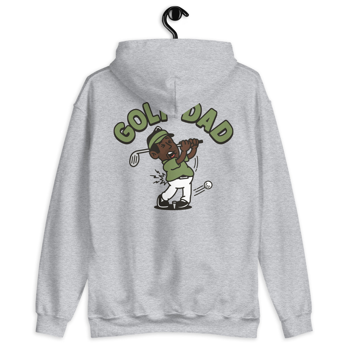 Golf Black Hair Dark Skin Tone No-Glasses Stubble Dad Hoodie