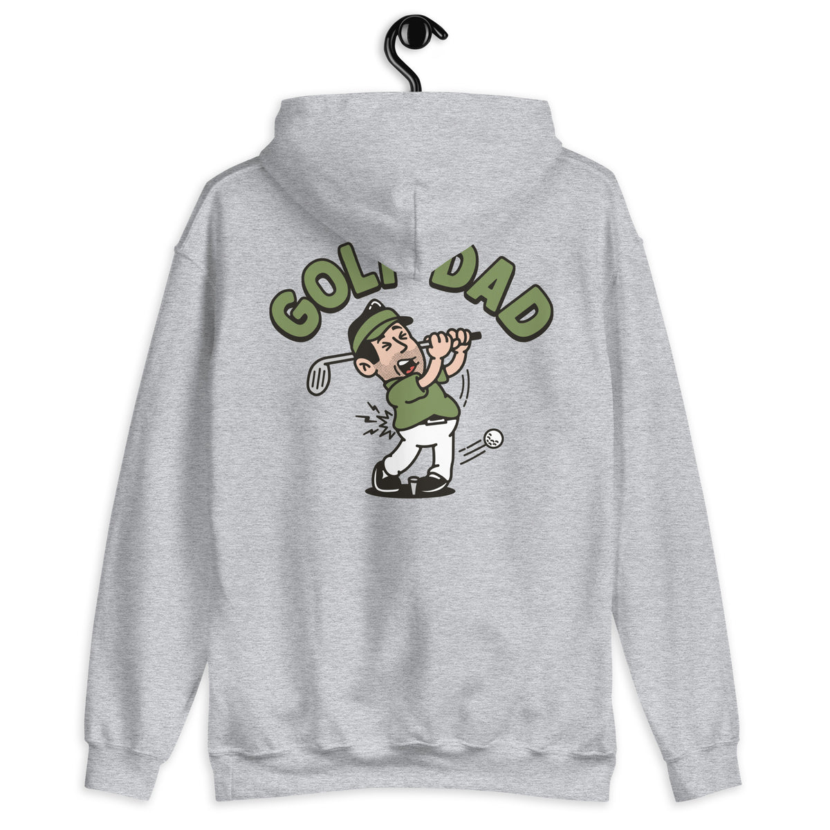 Golf Black Hair Light Skin Tone No-Glasses Stubble Dad Hoodie