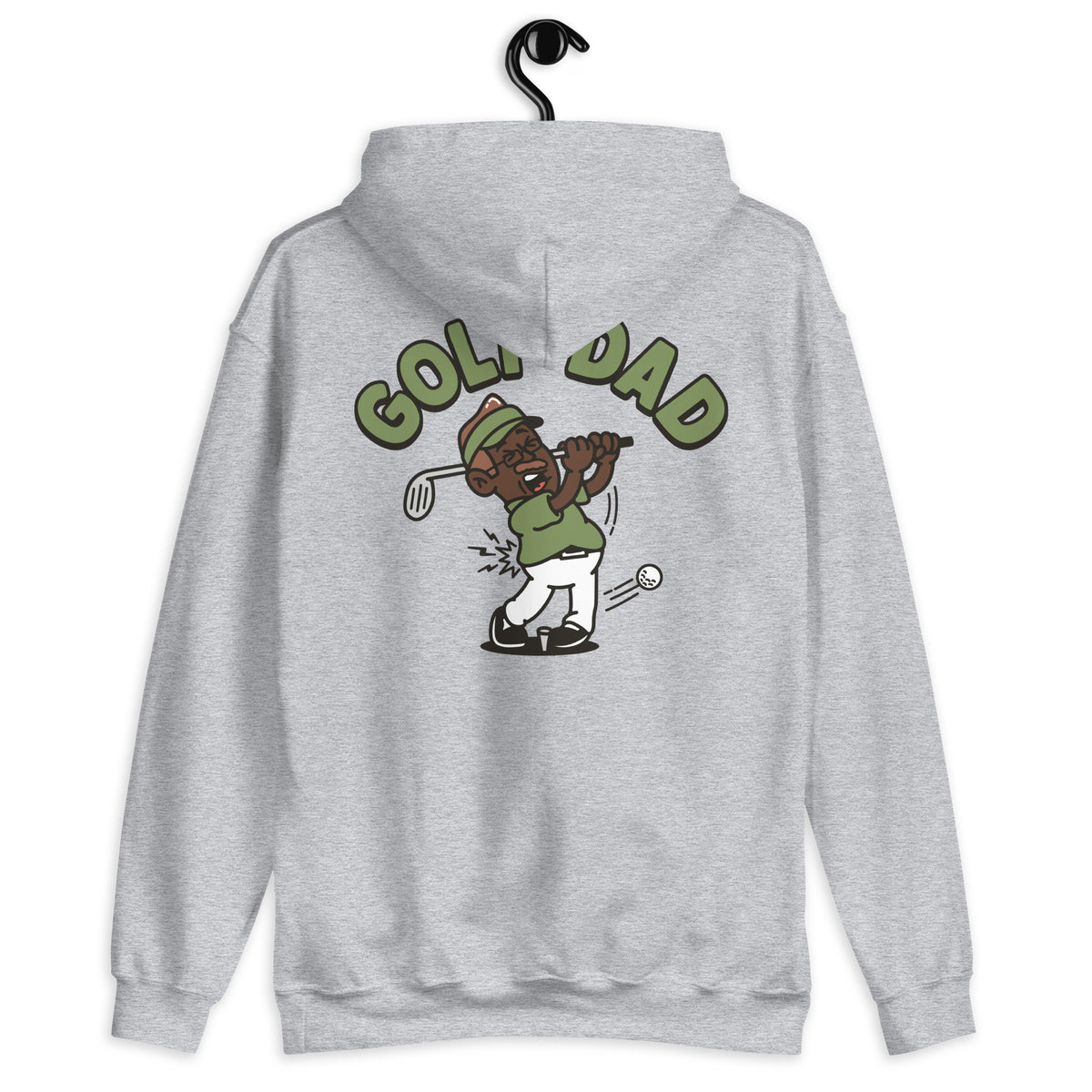 Golf Brown Hair Dark Skin Tone Glasses Moustache Dad Hoodie