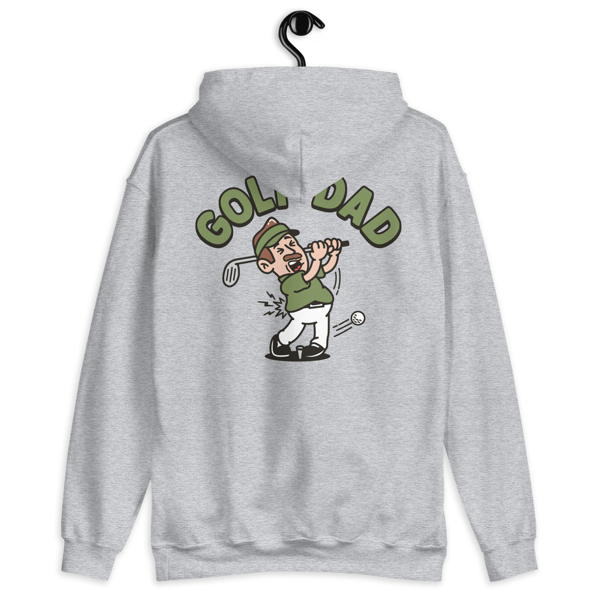 Golf Brown Hair Light Skin Tone No-Glasses Moustache Dad Hoodie