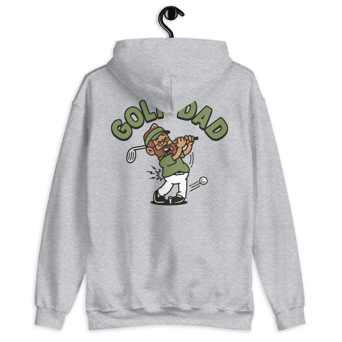 Golf Brown Hair Tan Skin Tone Glasses Beard Dad Hoodie