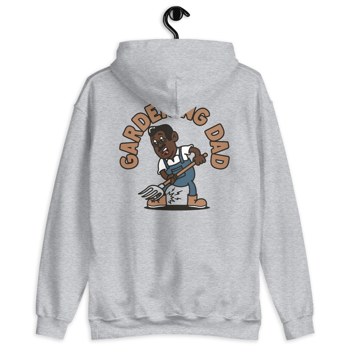 Gardening Black Hair Dark Skin Tone Glasses Medium Moustache Dad Hoodie