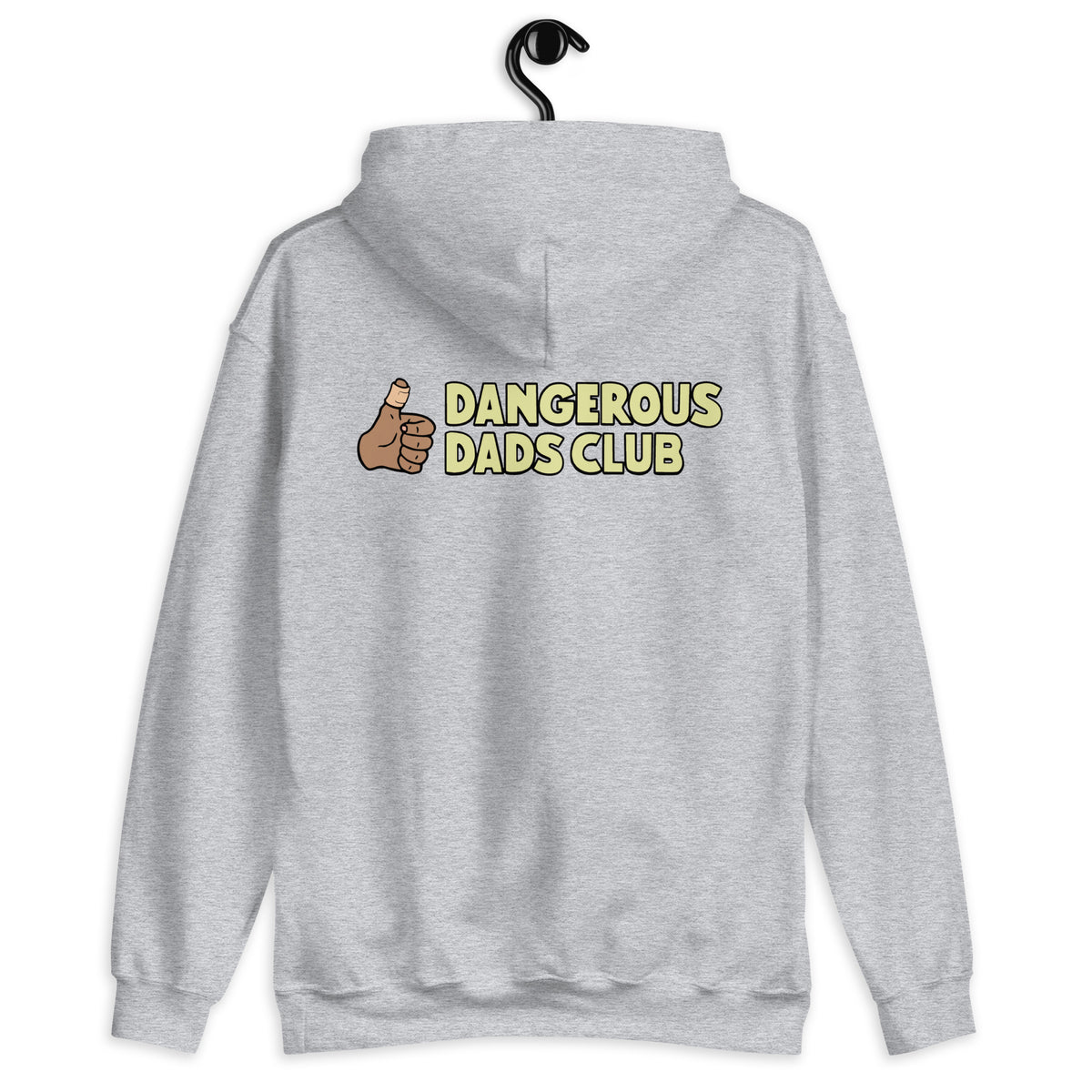 Dangerous Dads Club Hoodie - yellow logo with tan thumb