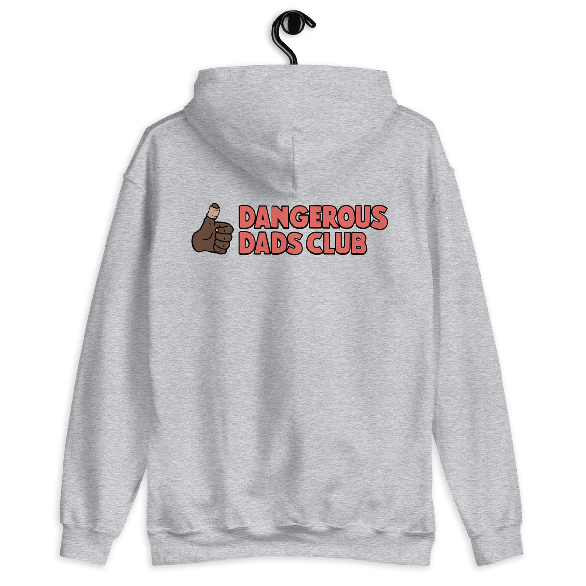 Dangerous Dads Club Hoodie - red logo with dark thumb
