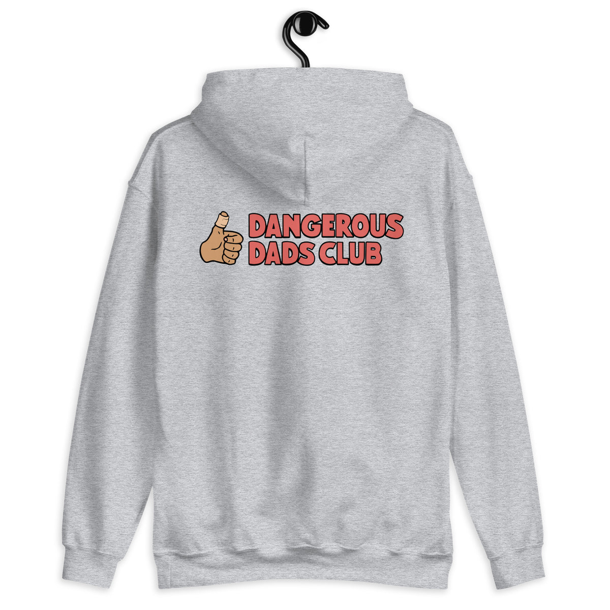 Dangerous Dads Club Hoodie - red logo with tan thumb