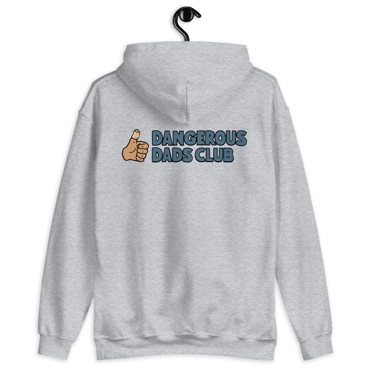 Dangerous Dads Club Hoodie - blue logo with tan thumb