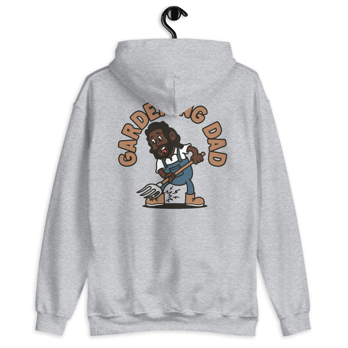 Gardening Black Hair Dark Skin Tone No-Glasses Long Beard Dad Hoodie