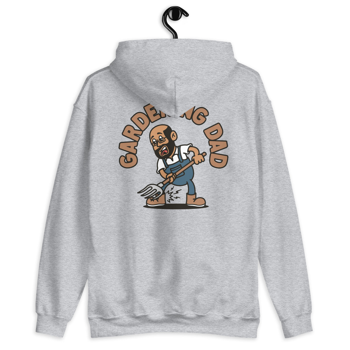 Gardening Black Hair Tan Skin Tone Glasses Bald Beard Dad Hoodie
