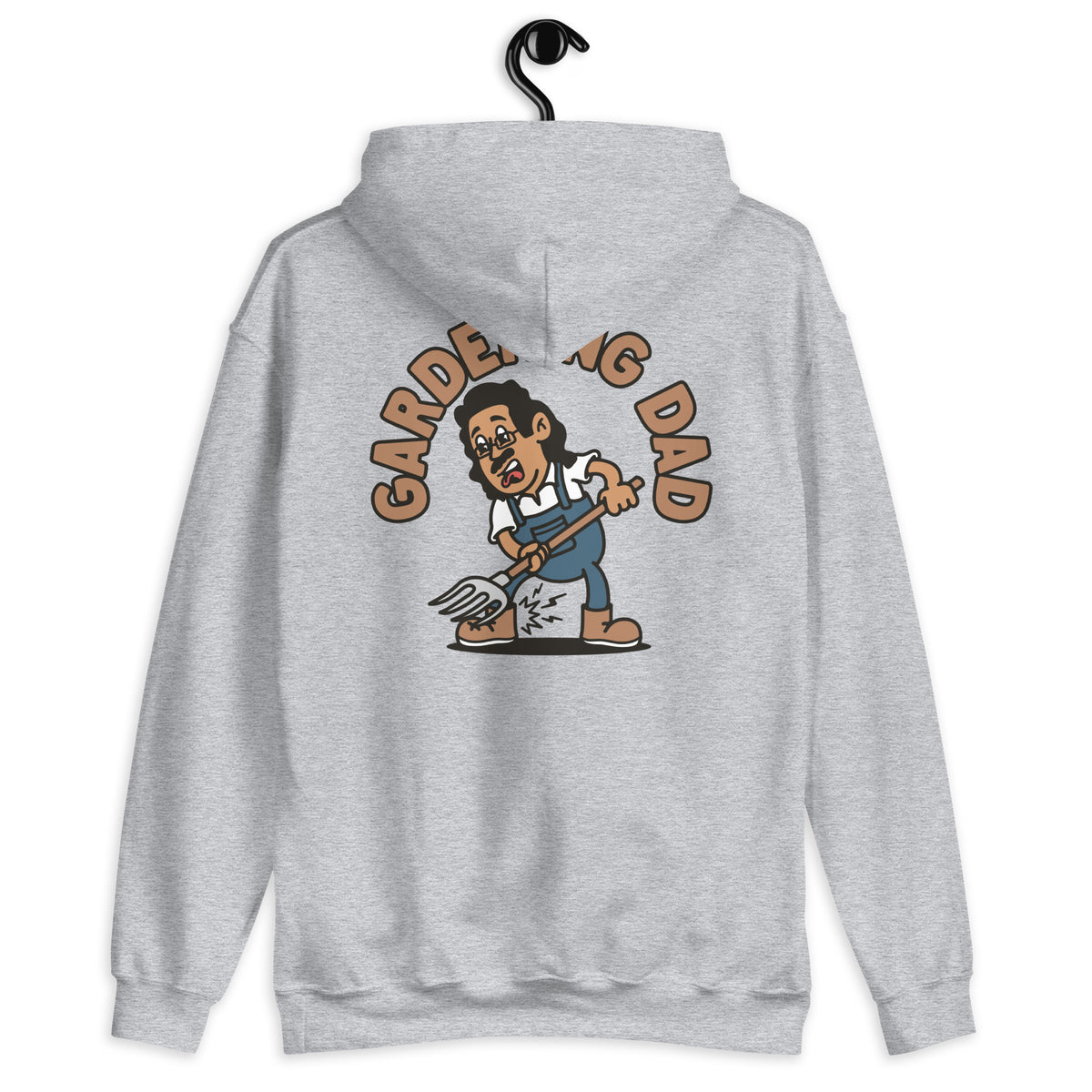 Gardening Black Hair Tan Skin Tone Glasses Long Moustache Dad Hoodie