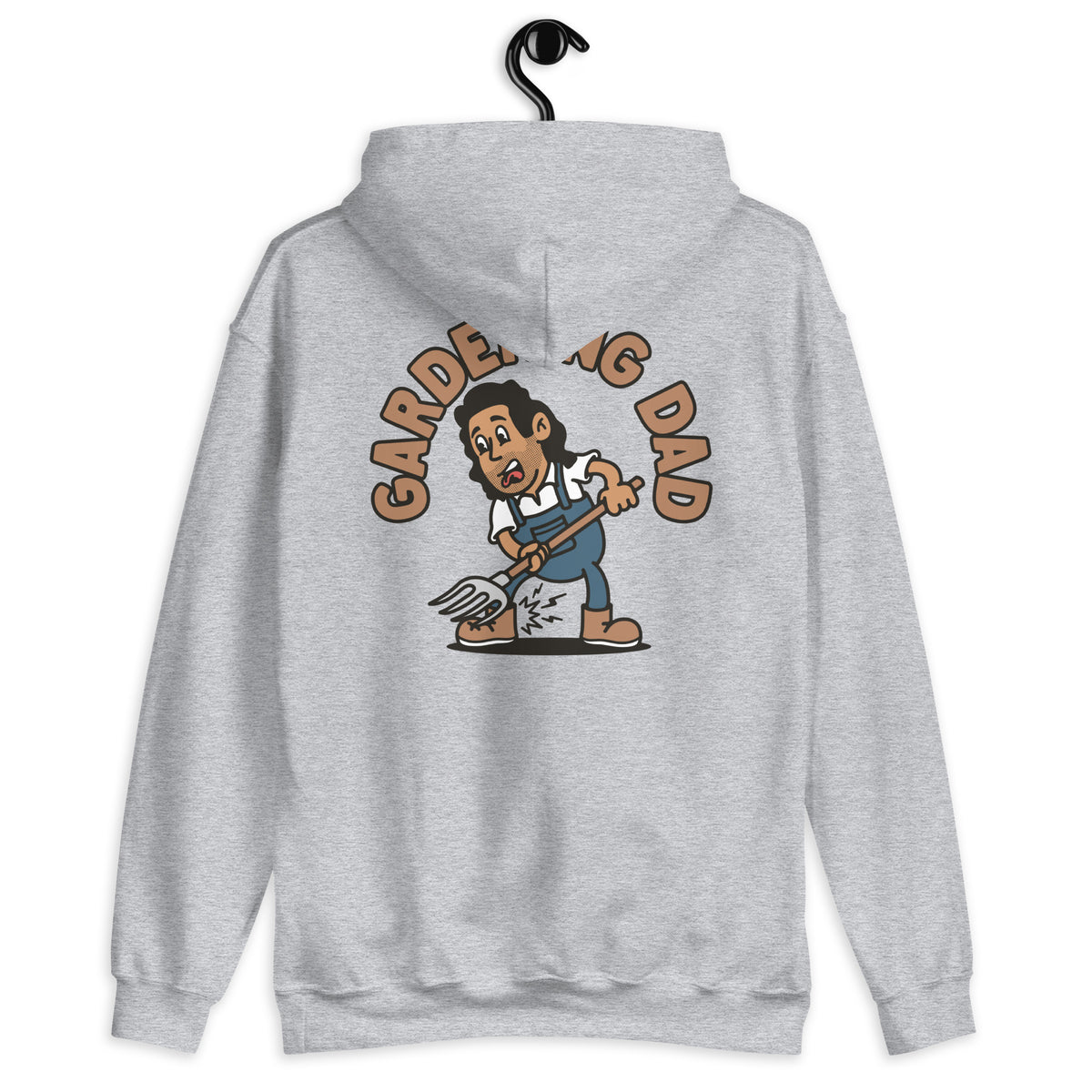 Gardening Black Hair Tan Skin Tone No-Glasses Long Stubble Dad Hoodie