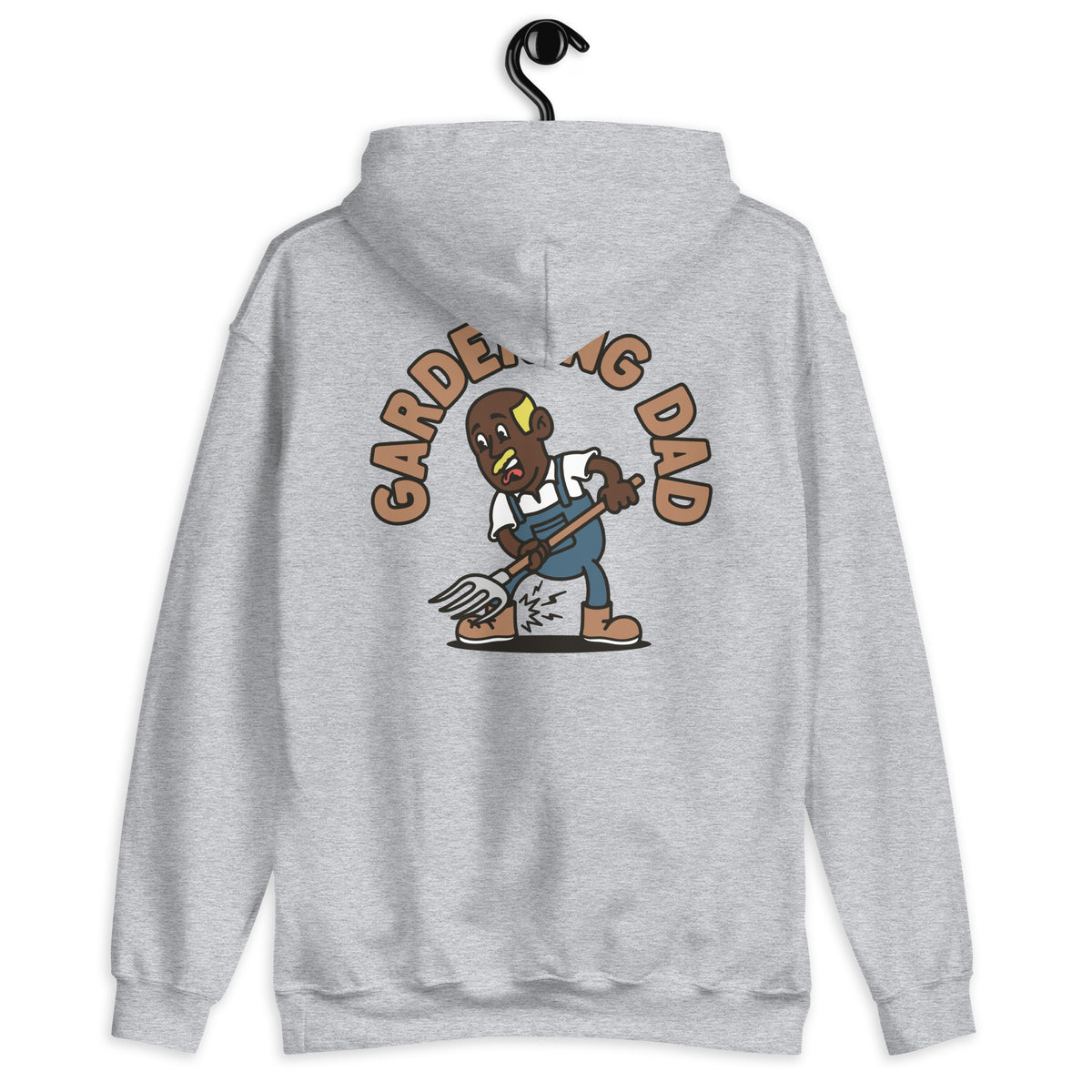 Gardening Blond Hair Dark Skin Tone No-Glasses Bald Moustache Dad Hoodie