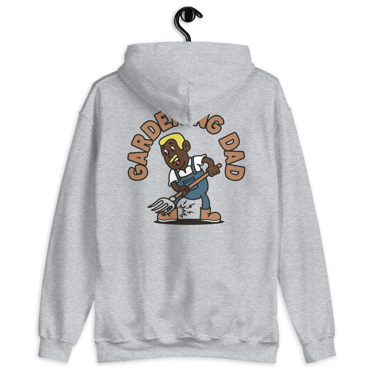 Gardening Blond Hair Dark Skin Tone No-Glasses Short Moustache Dad Hoodie