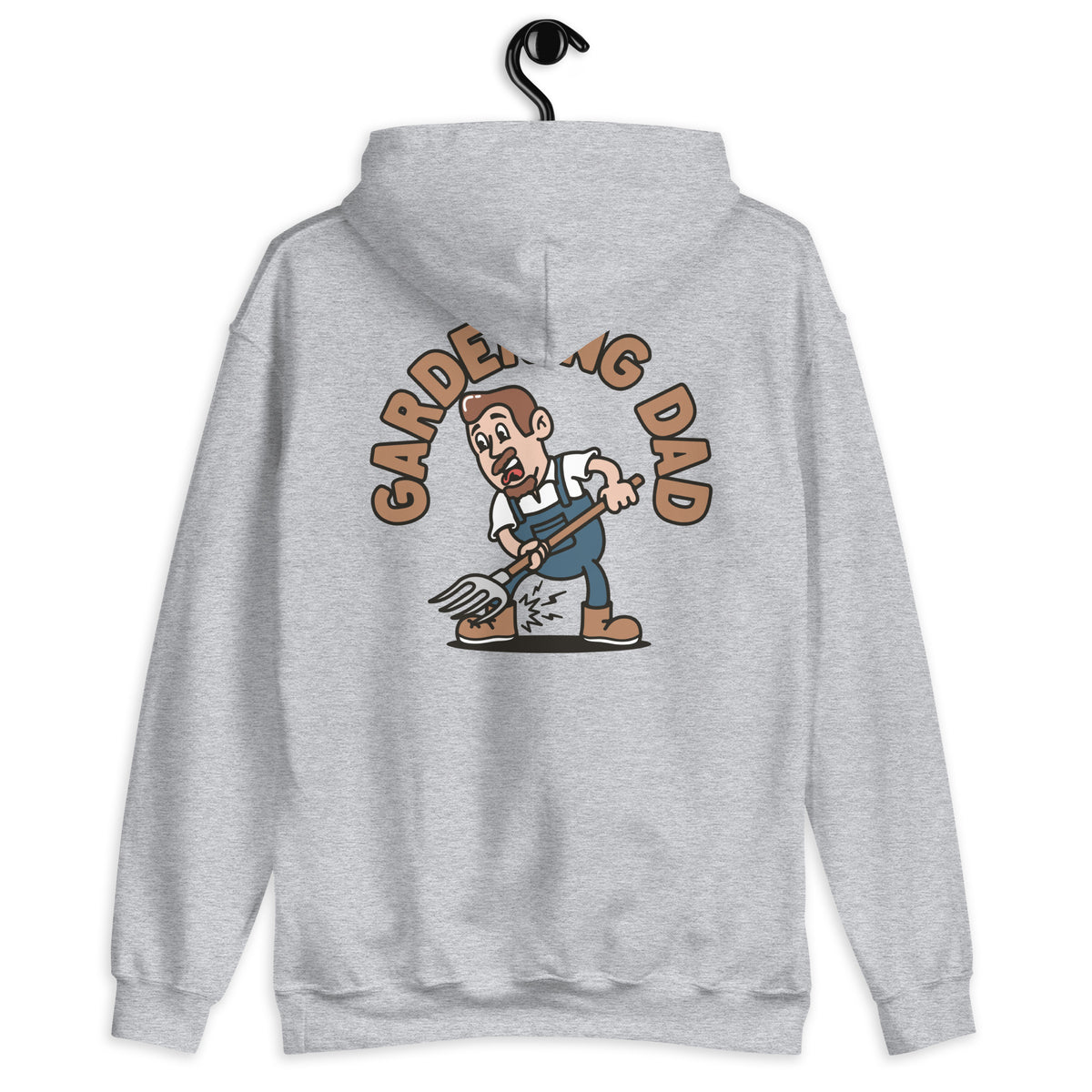 Gardening Brown Hair Light Skin Tone No-Glasses Medium Moustache & Chin Beard Dad Hoodie