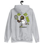 Tennis Black Hair Dark Skin Tone No-Glasses Bald Beard Dad Hoodie