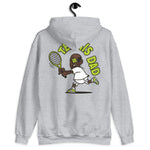 Tennis Black Hair Dark Skin Tone No-Glasses Bald Stubble Dad Hoodie