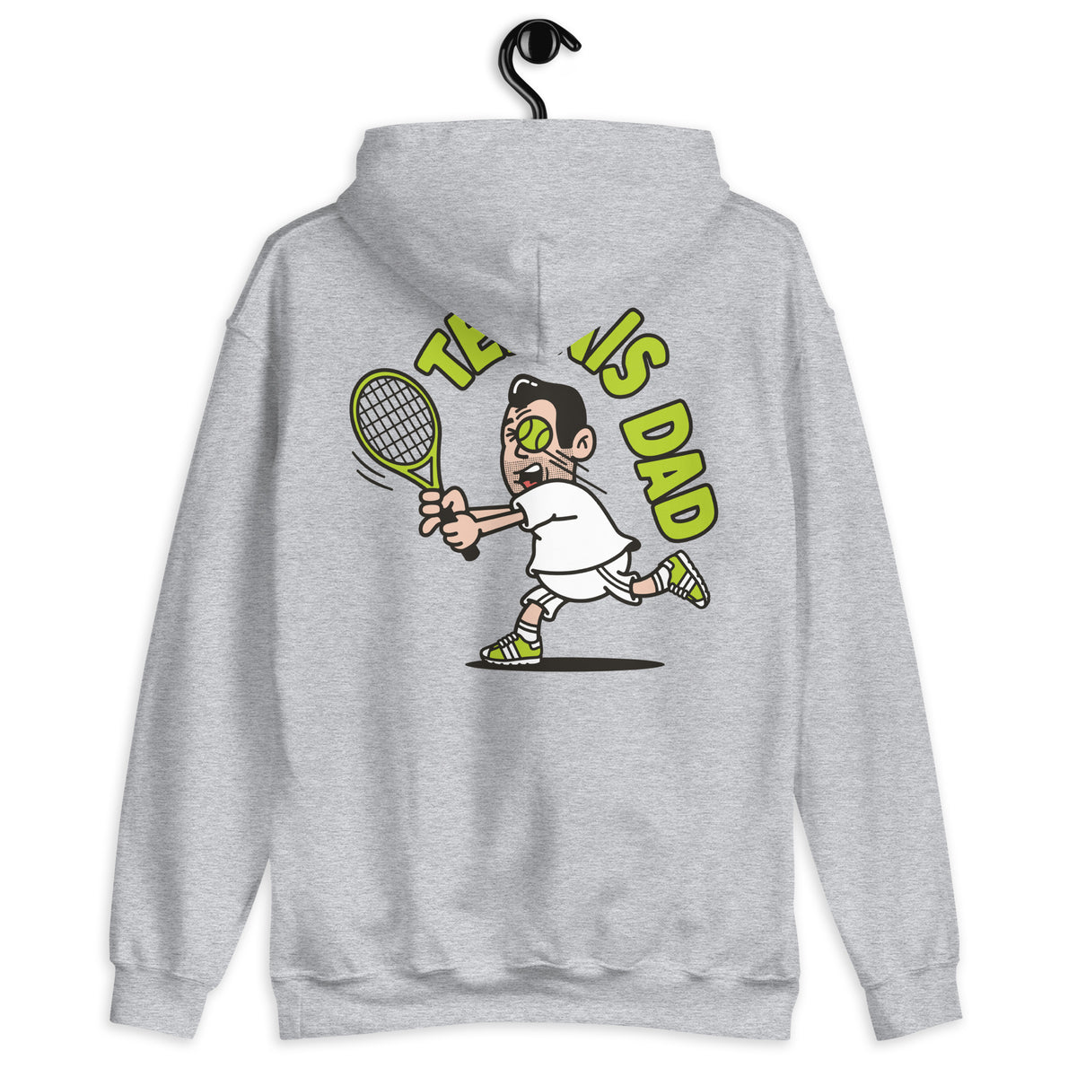 Tennis Black Hair Light Skin Tone No-Glasses Medium Stubble Dad Hoodie