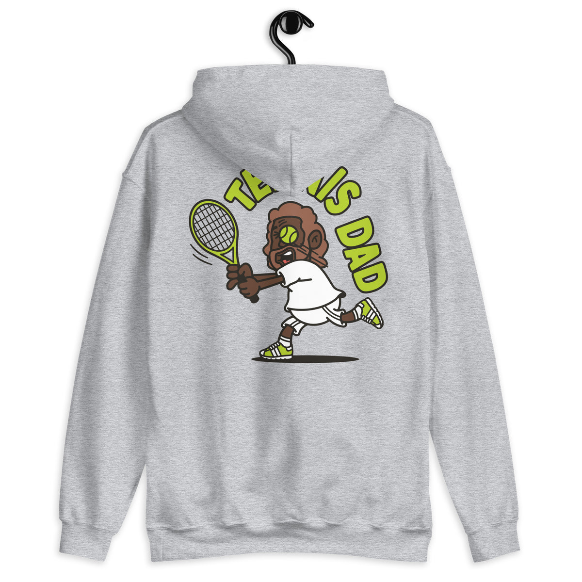 Tennis Brown Hair Dark Skin Tone No-Glasses Long Beard Dad Hoodie