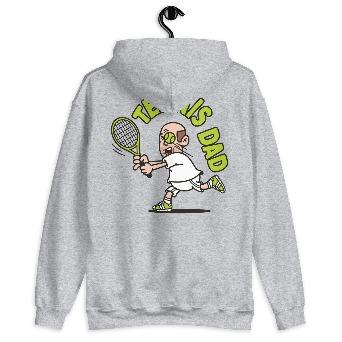 Tennis Brown Hair Light Skin Tone No-Glasses Bald Stubble Dad Hoodie
