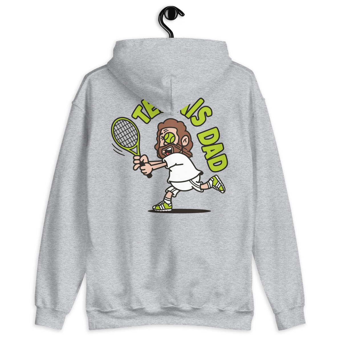 Tennis Brown Hair Light Skin Tone No-Glasses Long Beard Dad Hoodie