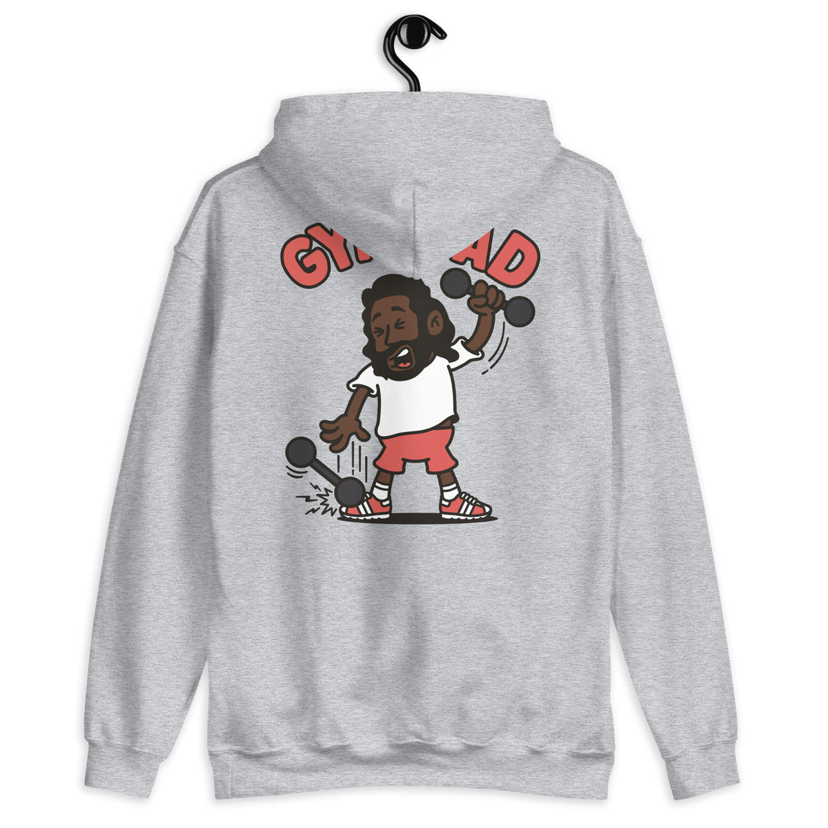 Gym Black Hair Dark Skin Tone No-Glasses Long Beard Dad Hoodie