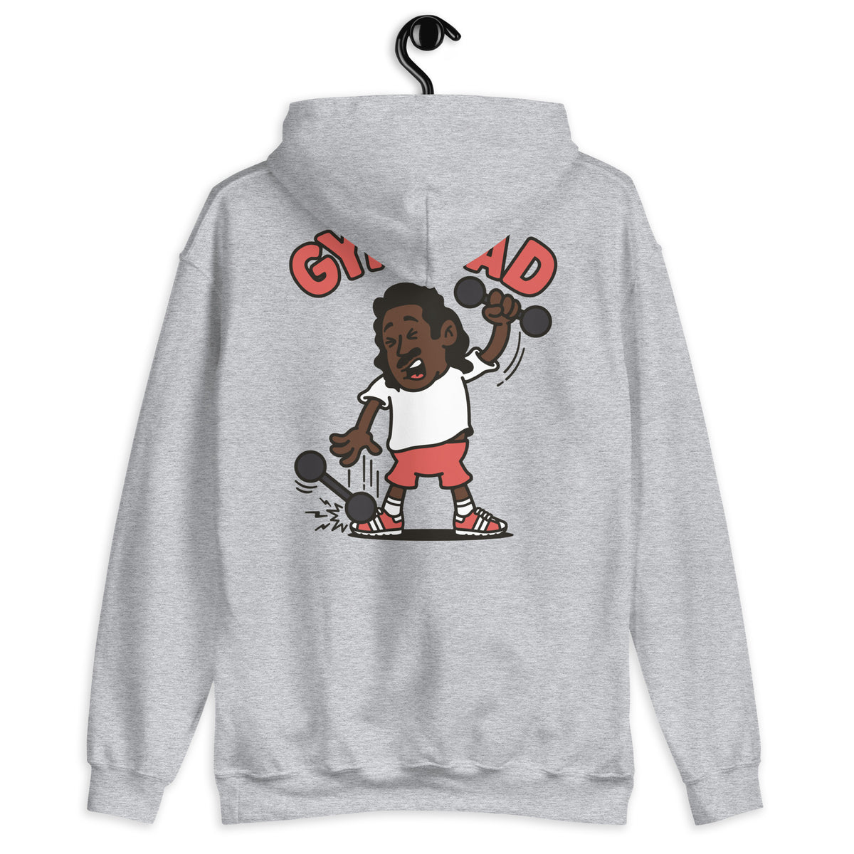 Gym Black Hair Dark Skin Tone No-Glasses Long Moustache Dad Hoodie