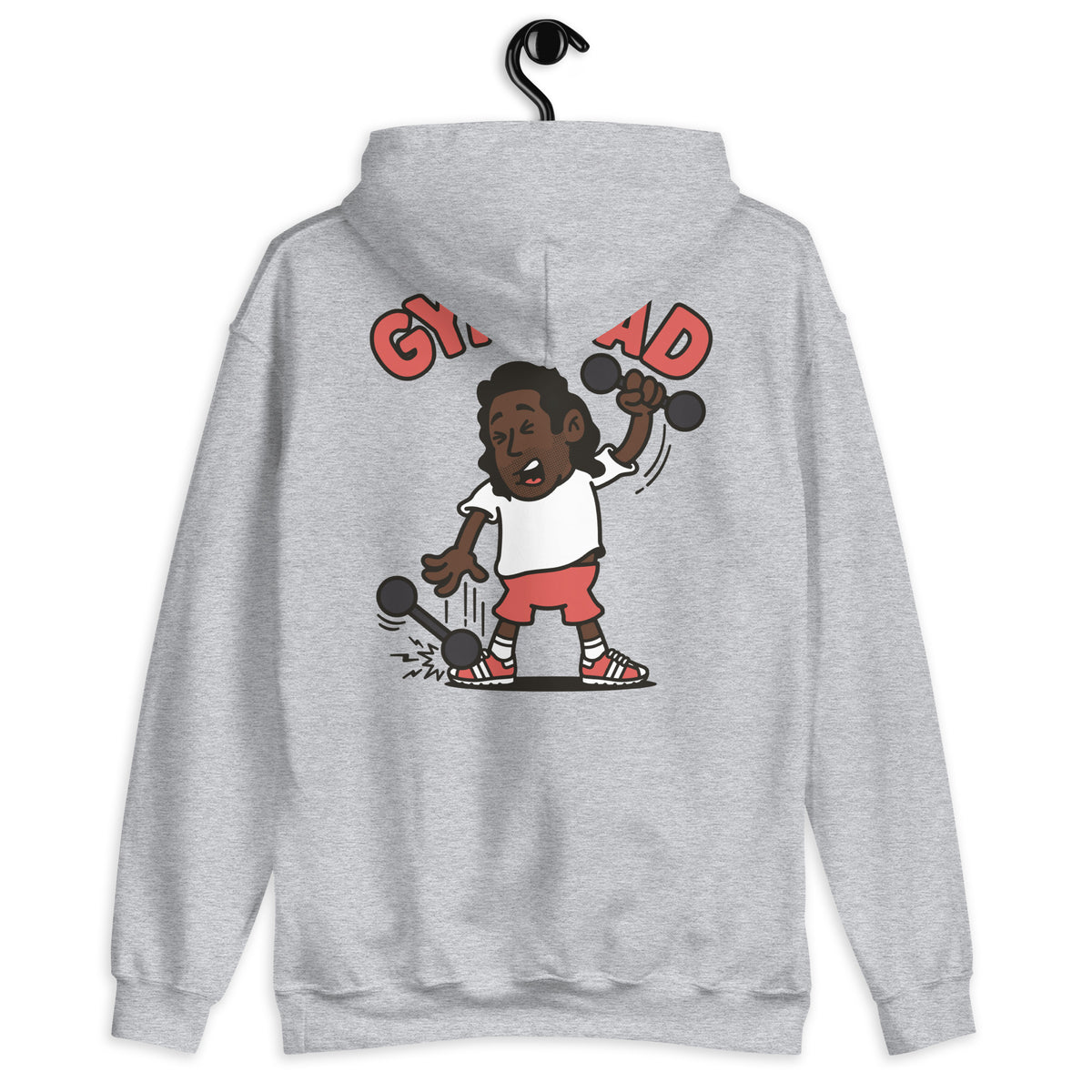 Gym Black Hair Dark Skin Tone No-Glasses Long Stubble Dad Hoodie