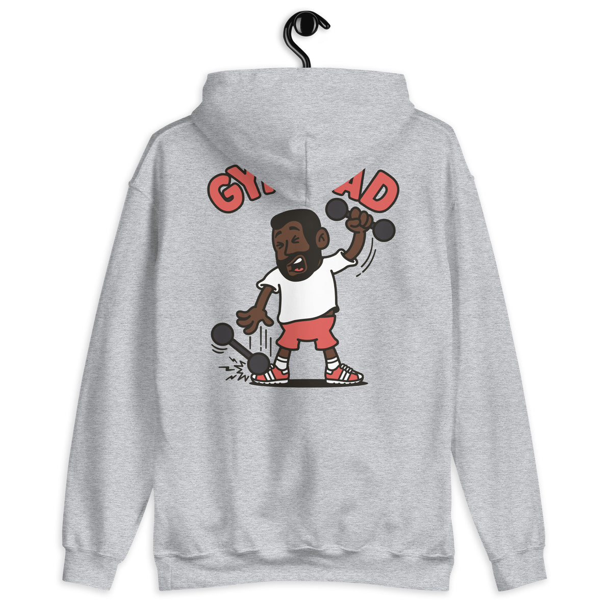 Gym Black Hair Dark Skin Tone No-Glasses Short Beard Dad Hoodie