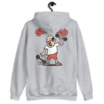 Gym Black Hair Light Skin Tone Glasses Bald Moustache Dad Hoodie