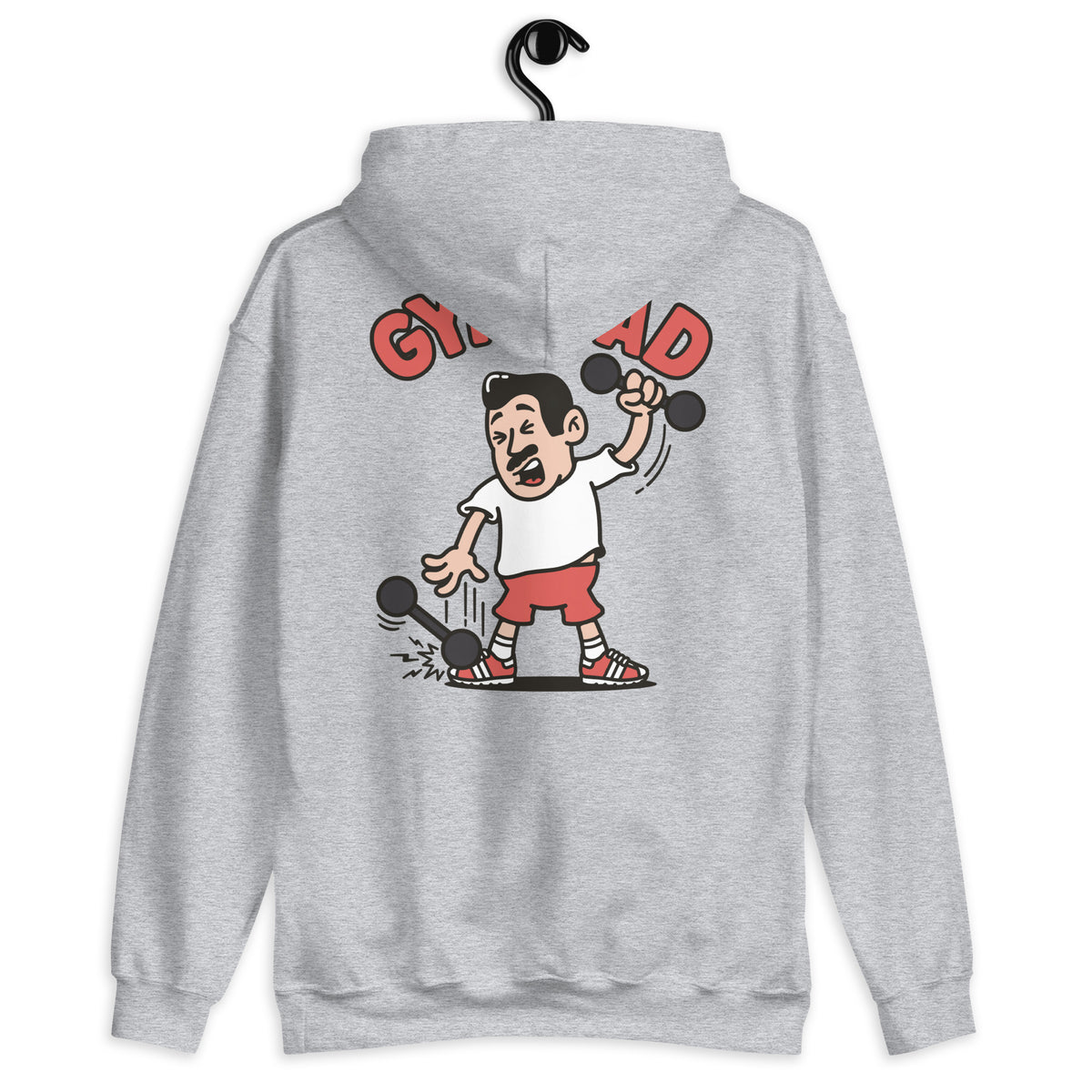 Gym Black Hair Light Skin Tone No-Glasses Medium Moustache Dad Hoodie