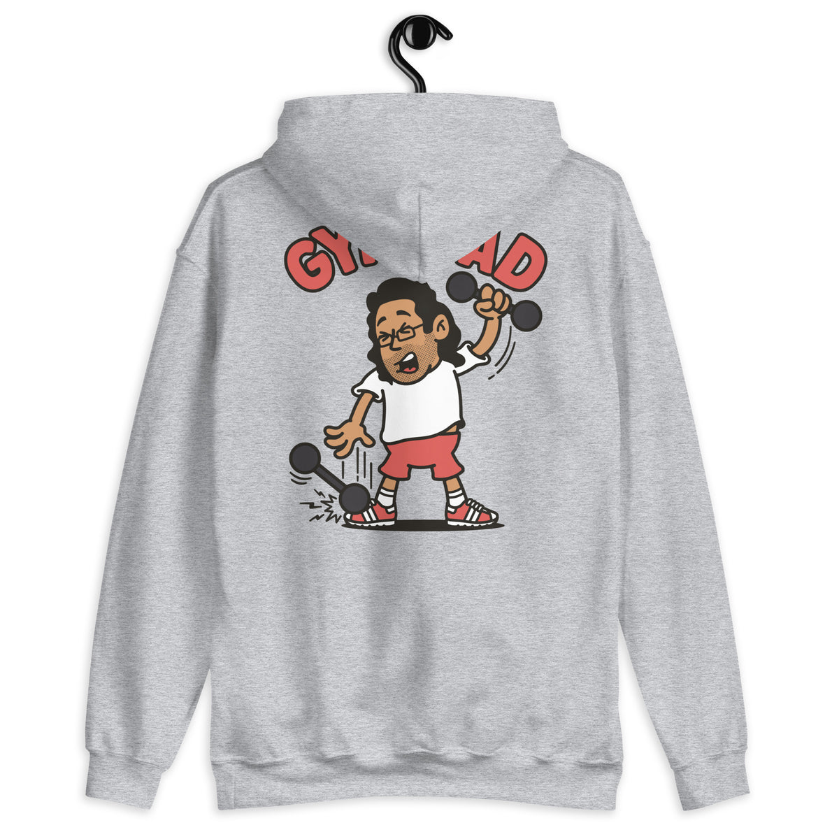 Gym Black Hair Tan Skin Tone Glasses Long Stubble Dad Hoodie