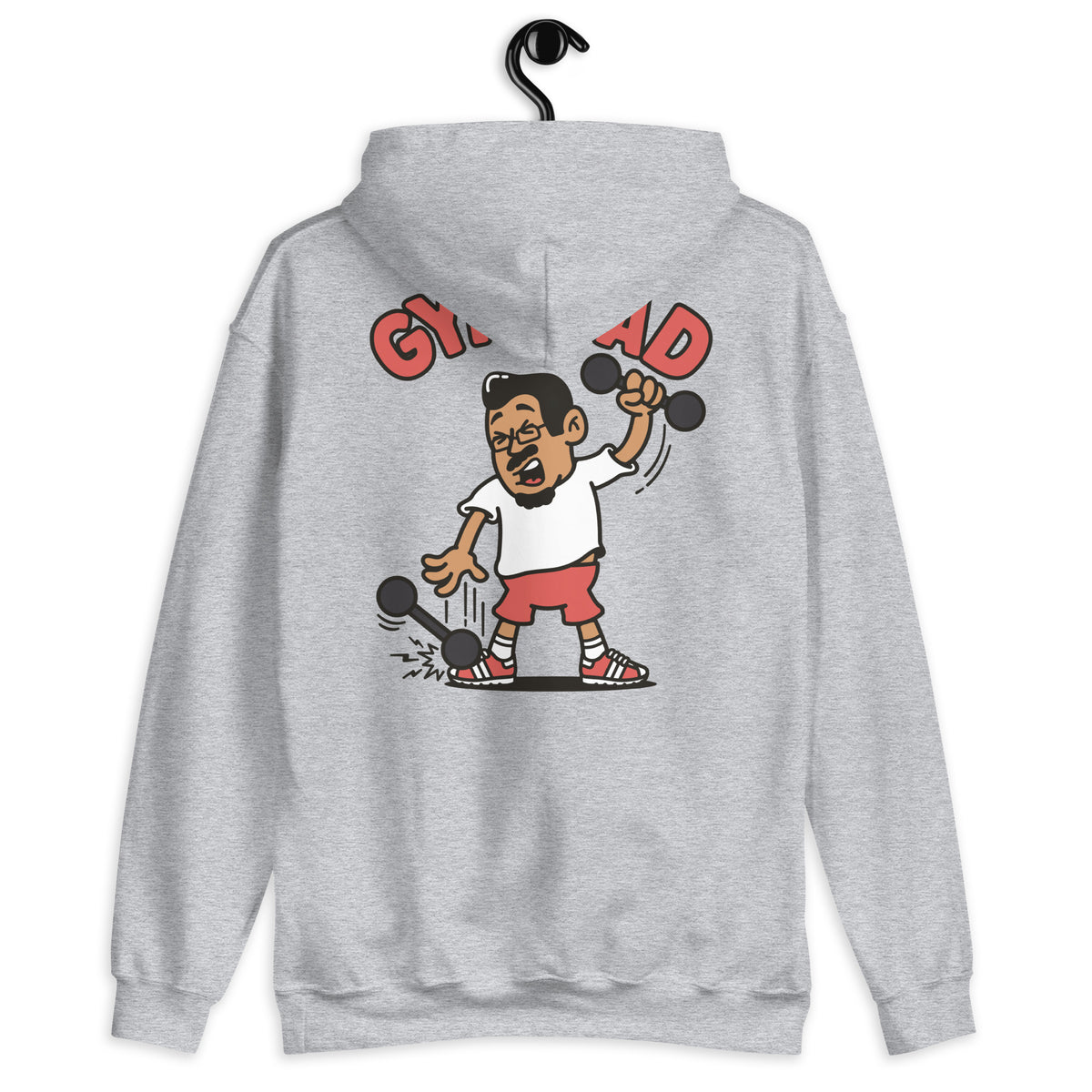 Gym Black Hair Tan Skin Tone Glasses Medium Moustache & Chin Beard Dad Hoodie