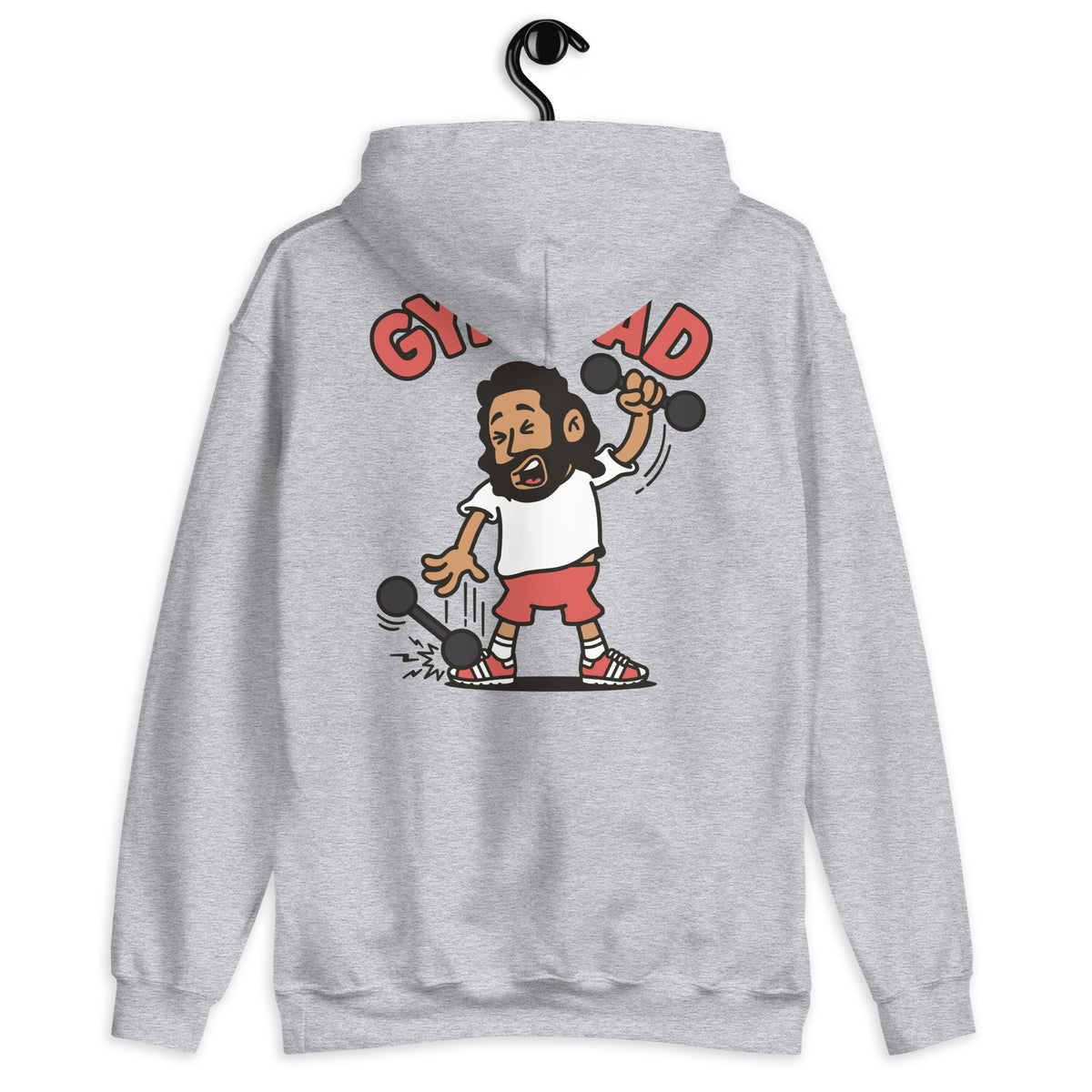 Gym Black Hair Tan Skin Tone No-Glasses Long Beard Dad Hoodie