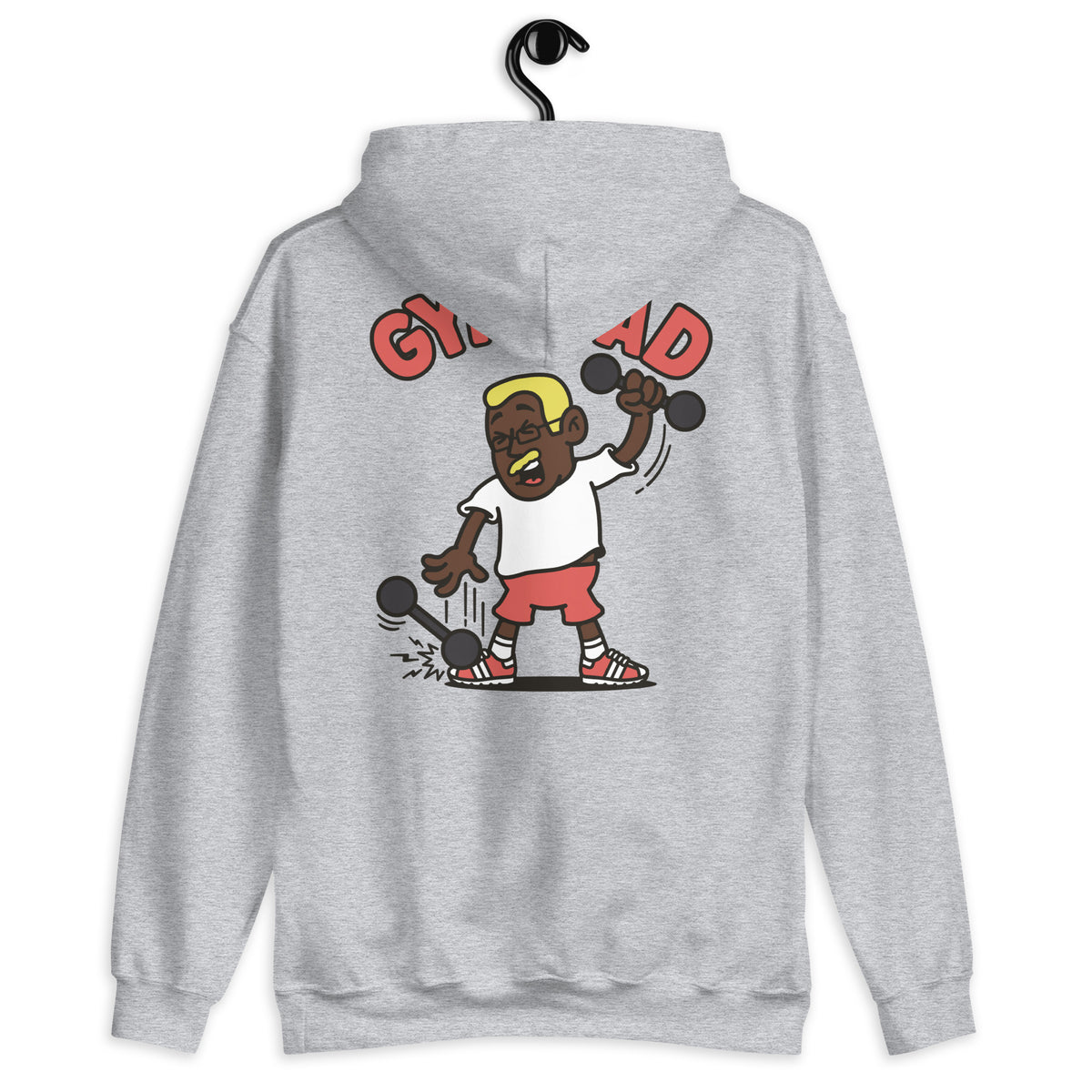 Gym Blond Hair Dark Skin Tone Glasses Short Moustache Dad Hoodie