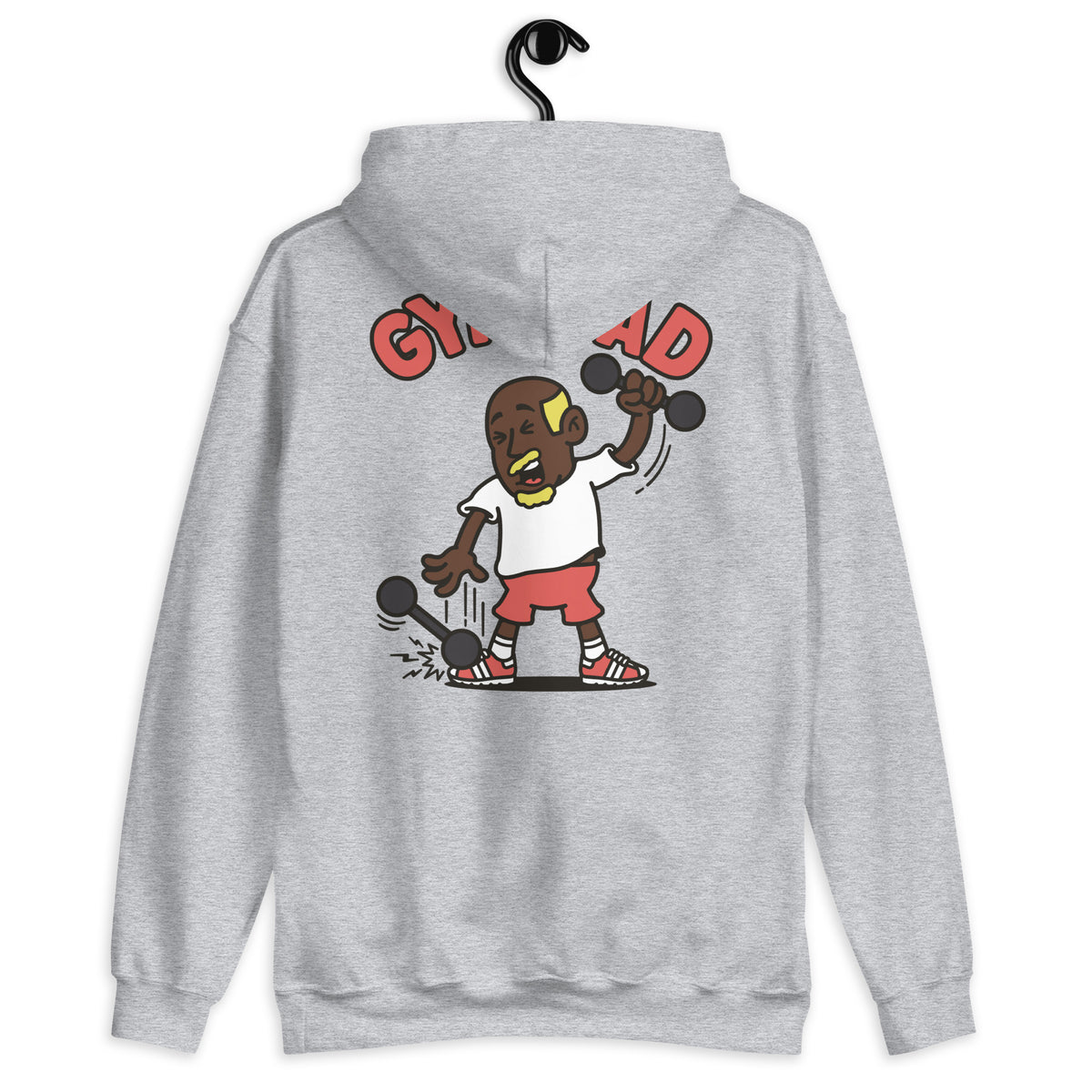 Gym Blond Hair Dark Skin Tone No-Glasses Bald Moustache & Chin Beard Dad Hoodie