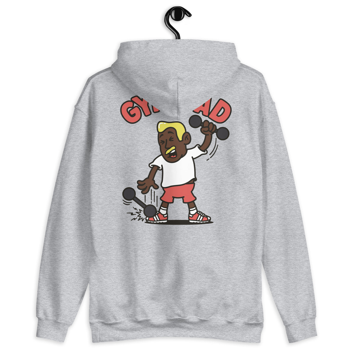 Gym Blond Hair Dark Skin Tone No-Glasses Medium Moustache Dad Hoodie