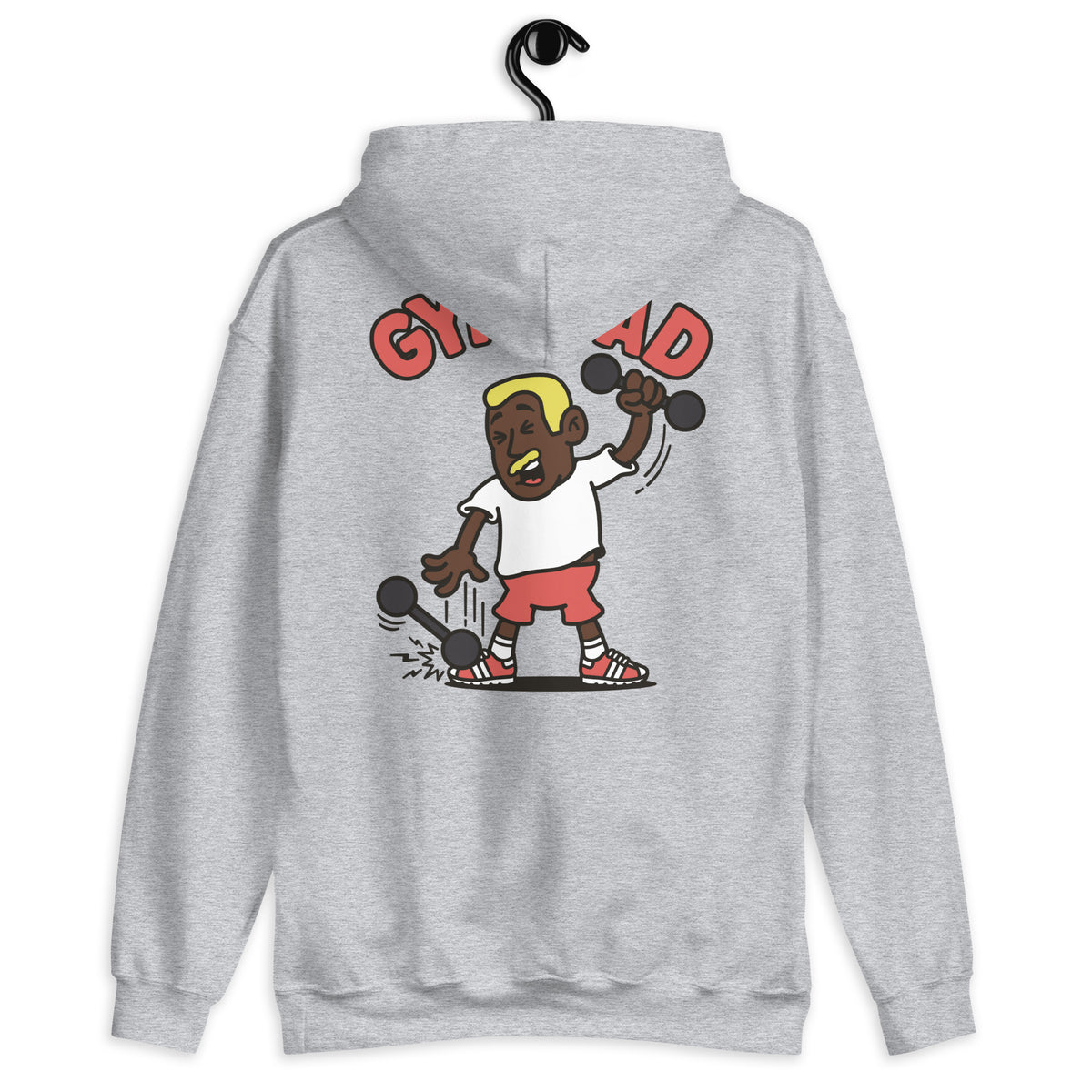 Gym Blond Hair Dark Skin Tone No-Glasses Short Moustache Dad Hoodie