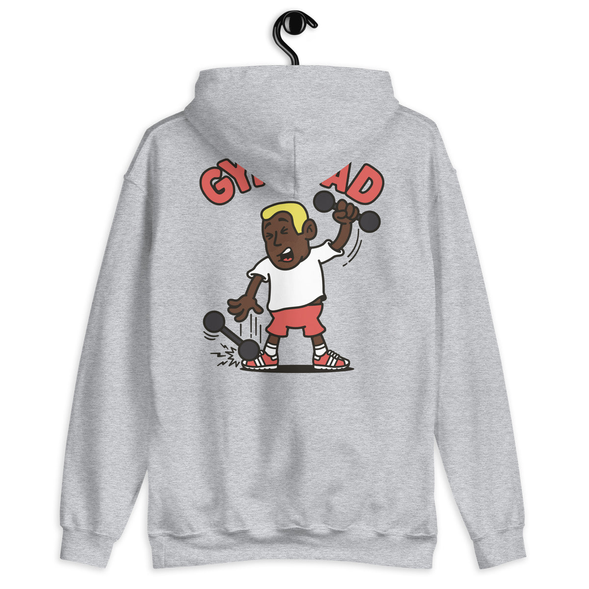 Gym Blond Hair Dark Skin Tone No-Glasses Short Stubble Dad Hoodie