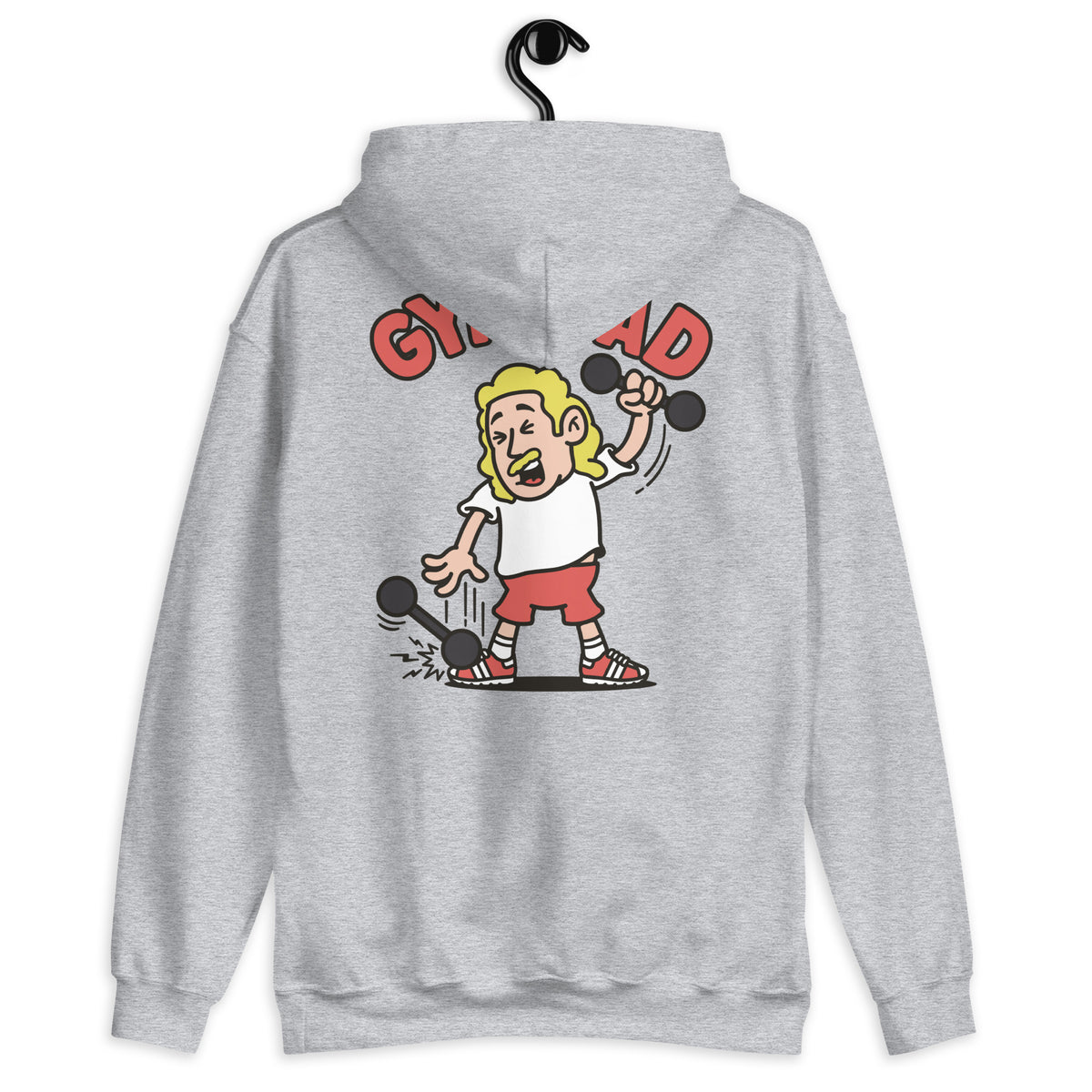 Gym Blond Hair Light Skin Tone No-Glasses Long Moustache Dad Hoodie