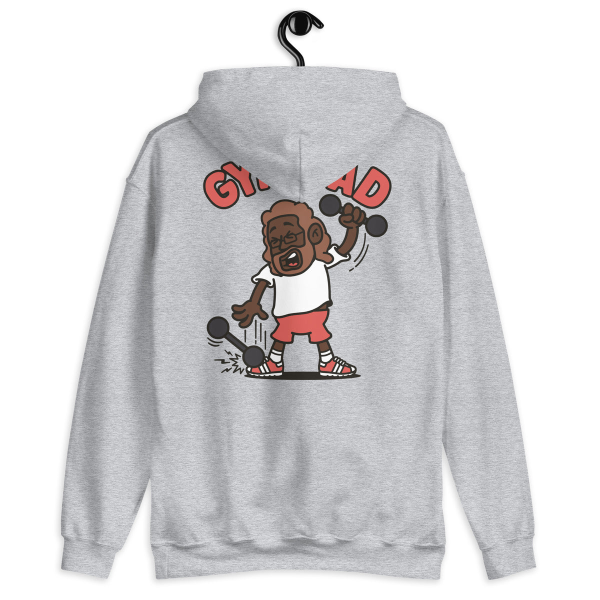 Gym Brown Hair Dark Skin Tone Glasses Long Beard Dad Hoodie