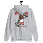 Gym Brown Hair Dark Skin Tone Glasses Long Stubble Dad Hoodie